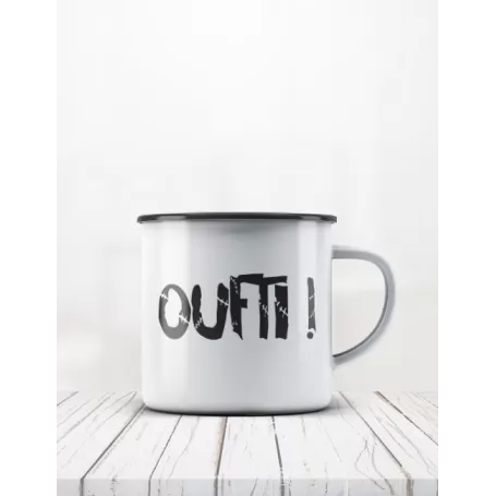 Tasse émaillée Oufti ! tasse personnalisée imprimée selon vos souhaits