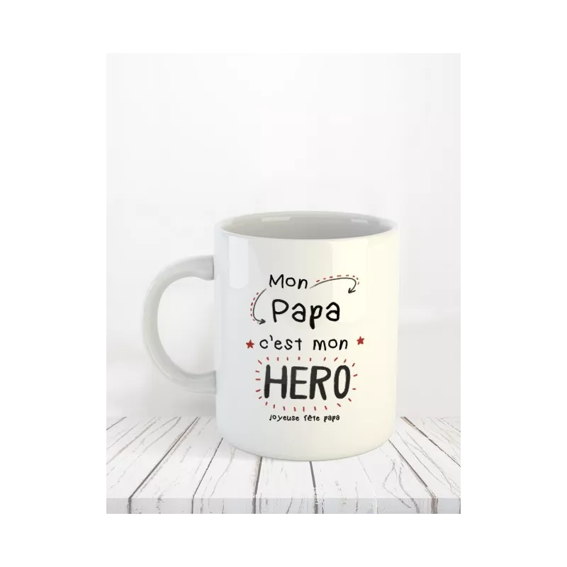 Mug Mon Papa c'est mon Héro impression de mugs personnalisés, photos